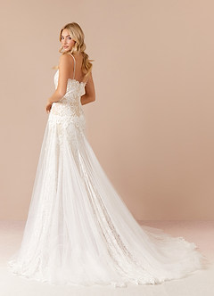 Azazie Mireya Wedding Dresses Diamond White Champagne Sheath Sequins Tulle Dress image4