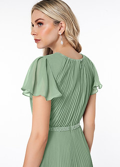 Azazie Kara Modest Bridesmaid Dresses A-Line Pleated Chiffon Floor-Length Dress image6