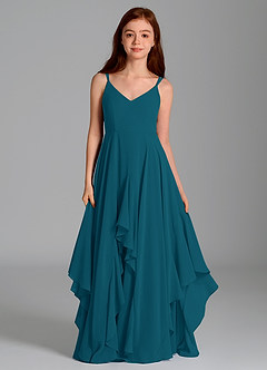 Azazie Karan Junior Abito A-Line in Chiffon Blu Inchiostro image4