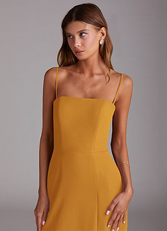 Azazie Wren Abiti da Damigella Abito A-Line in Chiffon Senza Cinturino Caramello image6