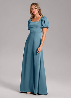 Azazie Fyona Bridesmaid Dresses Bermuda A-Line Pleated Stretch Satin Dress image4