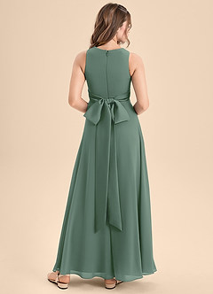 Azazie Lilenne Junior Eucalyptus A-Line Bow Chiffon Dress image2