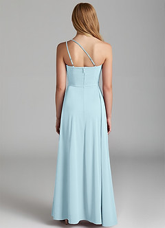 Azazie Maron Junior Linia A Pofałdowany Satyna elastyczna Długość podłogi Młodsza druhna Sukienka image4