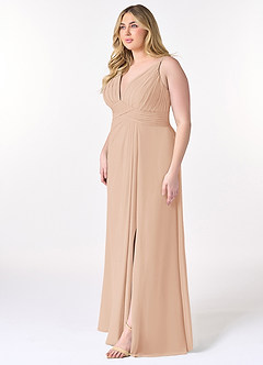 Azazie Maren Allure Bridesmaid Dresses English Rose A-Line V-Neck Lace Chiffon Dress image11