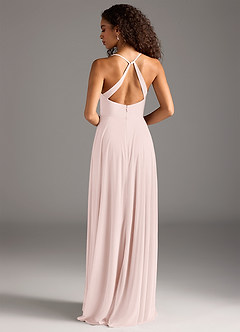 Azazie Davis Final Sale Blushing Pink A-Line Pleated Mesh Dress image5