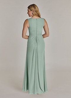 Azazie Manuella Mother of the Bride Dresses Agave A-Line V-Neck Pleated Chiffon Dress image13