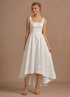 Carlotta White Jacquard Midi A-line Graduation Dress image3