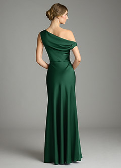 Azazie Emerson Bridesmaid Dresses Dark Green Mermaid Off the Shoulder Stretch Satin Dress image3