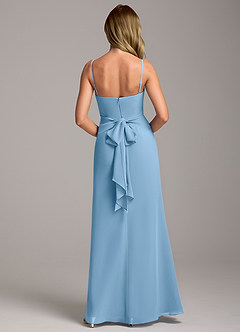Azazie Tahlia Bridesmaid Dresses Steel Blue A-Line with Belt Chiffon Dress image6