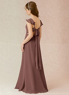 Azazie Everett Junior Vestido Café Expresso de Chiffon de Linha A image4