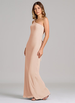 Azazie Monroe Bridesmaid Dresses English Rose Sheath One Shoulder Chiffon Dress image4