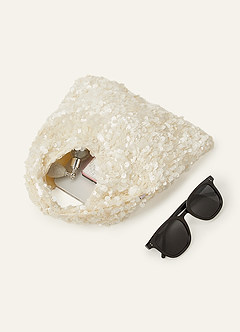 front Sequin Embellished Hobo Bag with Detachable Chain Strap