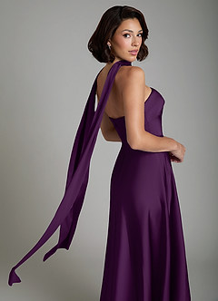 Azazie Odele Bridesmaid Dresses Grape A-Line Strapless Stretch Satin Dress image8