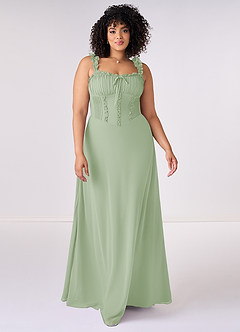 Barbie ♥ Azazie Bridesmaid Dresses Dusty Sage A-Line Sweetheart Neckline Chiffon Dress image6