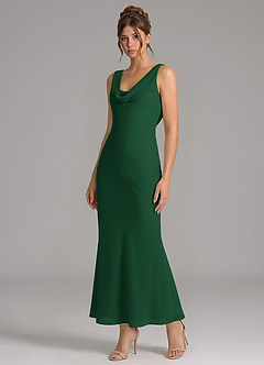 Azazie Rylina 신부 들러리 드레스 인어 주름진 쉬폰 발목 길이 드레스 image4