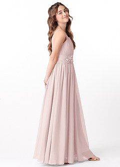 Azazie Astrid Junior Blushing Pink A-Line Floral Chiffon Dress image2