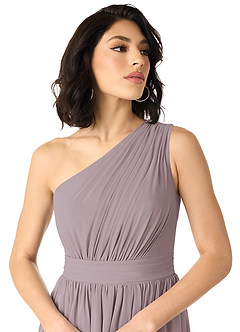 Azazie Mathilda Brautjungfernkleider A-Linie One-Shoulder Chiffon Kleid Dämmerung image4