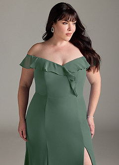 Azazie Sophie Brautjungfernkleider Wandelbar A-Linie Schulterfrei Chiffon Kleid Eukalyptus image11