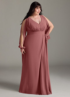Azazie Matilda Bridesmaid Dresses Amethyst A-Line Long Sleeve Chiffon Dress image12