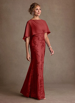 Azazie Amrita Abiti per la Madre della Sposa Abito Sirena in Chiffon Pizzo Ruggine image2