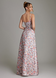 Azazie Erya Robes de demoiselle d'honneur Robe Trapèze en Brocart Rose Dorée image2