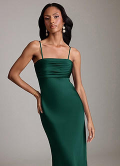 Azazie Saylor Brudtärnklänningar Klä av Sjöjungfru i Stretch Satin Axelbandslös Smaragdgrön image3