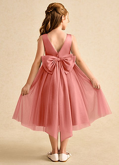 Azazie Winnie Flower Girl Dresses Salmon Pink Ball-Gown Bow Tulle Dress image1