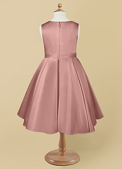 Azazie Coco Flower Girl Dresses Rose Gold A-Line Bow Matte Satin Dress image6