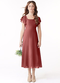 Azazie Bondi Junior Abito A-Line in Chiffon Increspato Ametista image2