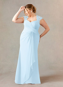 Azazie Birdie Mother of the Bride Dresses Sky Blue A-Line Queen Anne Sequins Chiffon Dress image9