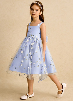 Azazie Bean Robe Demoiselle D'honneur Fillette Robe Princesse en Tulle Sans manches Eis image5