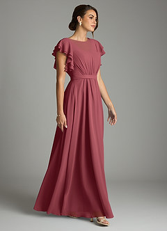 Azazie Daphne Modest Bridesmaid Dresses A-Line Ruffled Chiffon Floor-Length Dress image4