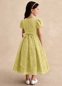 Azazie Princes Flower Girl Dresses Canary A-Line Pleated Floral Burnout Dress image2