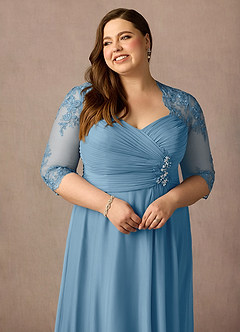 Azazie Anne Mother of the Bride Dresses Steel Blue Sheath Sweetheart Sequins Lace Dress image17