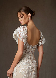 Azazie Vivienne Abiti da Sposa Abito A-Line in Pizzo con Scollo a Cuore Diamante Bianco Nudo image9