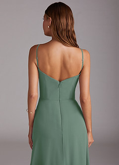 Azazie Marley Bridesmaid Dresses Eucalyptus A-Line Off the Shoulder Chiffon Convertible Dress image10