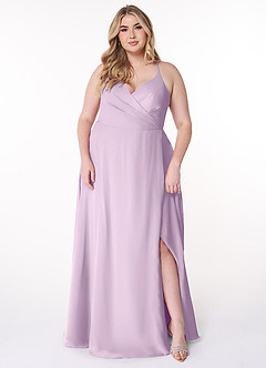 Azazie Davis Bridesmaid Dresses Frosted Lilac A-Line V-Neck Chiffon Dress image7