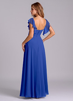 Azazie Leilani Bridesmaid Dresses Royal Blue A-Line Pleated Chiffon Dress image5