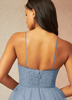 Azazie Roni Bridesmaid Dresses Dusty Blue A-Line Sweetheart Neckline Tulle Convertible Dress image6