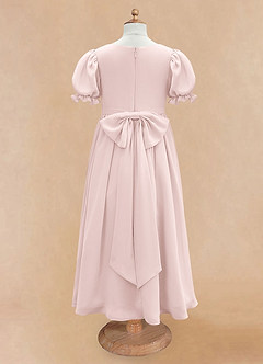 Azazie Joss Flower Girl Dresses Blushing Pink A-Line with Sleeves Chiffon Dress image7
