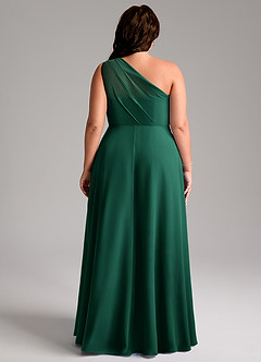Azazie Phaedra Bridesmaid Dresses Emerald A-Line One Shoulder Chiffon Dress image10