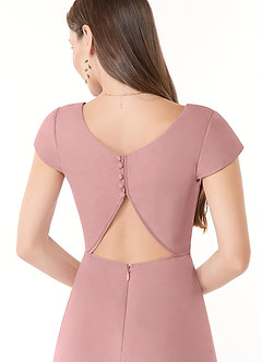 Azazie Hainsly Robes de demoiselle d'honneur Robe Trapèze en Mousseline de soie Encolure en Forme de Cœur Rose Poussiéreuse image6