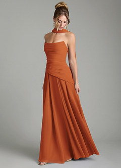 Azazie Gabriela Bridesmaid Dresses Cinnamon A-Line Corset Chiffon Dress image4