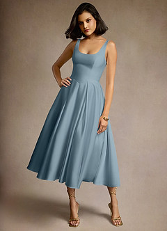 Olivia Powder Blue Pleated Midi Dress