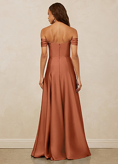 Christian Siriano Bridal for Azazie 1002 Robes de demoiselle d'honneur Robe Trapèze Convertible en Satin extensible Épaule décolletée Rose De Cèdre image6
