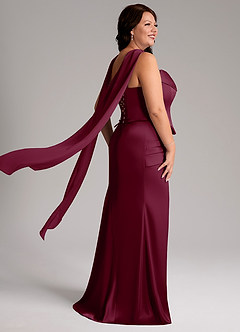 Azazie Sorrel Bridesmaid Dresses Mulberry Mermaid Strapless Stretch Satin Convertible Dress image8