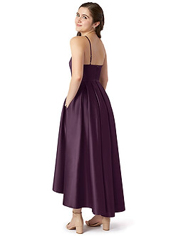 Azazie Jemima Junior Plum A-Line with Pockets Stretch Satin Dress image5
