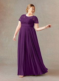 Azazie Annette Abiti per la Madre della Sposa Abito A-Line in Chiffon Pizzo Uva image9