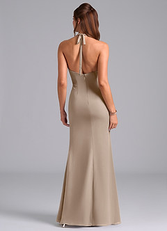 Azazie Valerie Brautjungfernkleider Meerjungfrau-Linie Plissee Chiffon Kleid Taupe image6
