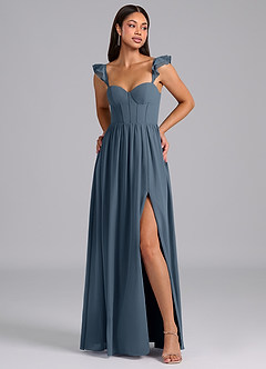 Azazie Denisse Bridesmaid Dresses Neptune A-Line Ruched Chiffon Dress image1